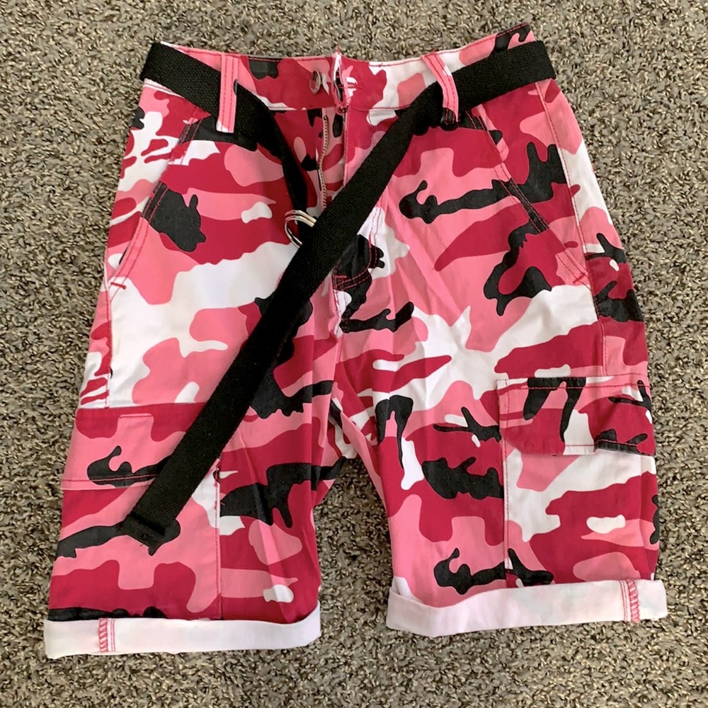 Pink Oversized Camo Shorts